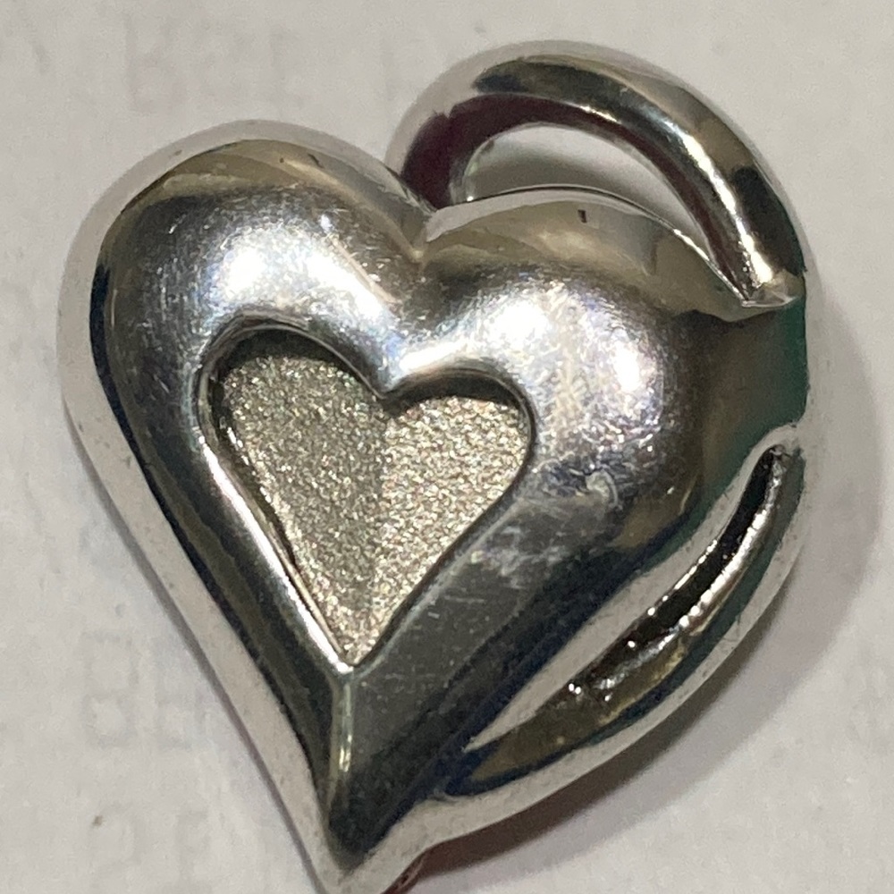 Silver Synthetic Ruby Heart With Crystals - image 2